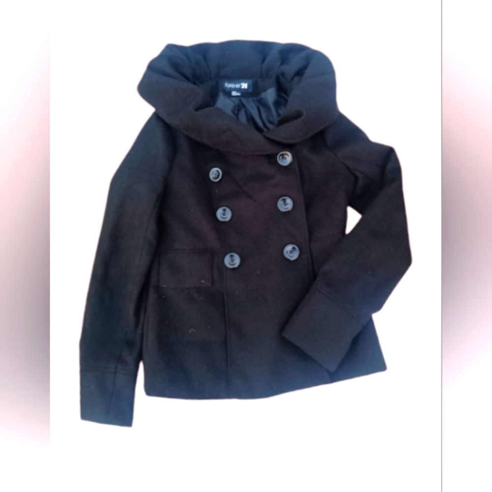 FOREVER 21 Black Pea Coat jacket  Blazer Size M
